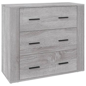 Aparador De Madera Contrachapada Gris Sonoma 80x33x70 Cm Vidaxl