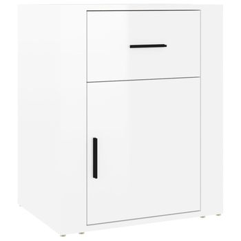 Mesita De Noche Madera Contrachapada Blanco Brillo 50x36x60 Cm Vidaxl