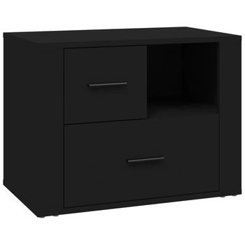 Mesita De Noche Madera Contrachapada Negro 60x36x45 Cm Vidaxl