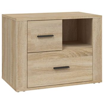 Mesita De Noche Madera Contrachapada Roble Sonoma 60x36x45 Cm Vidaxl