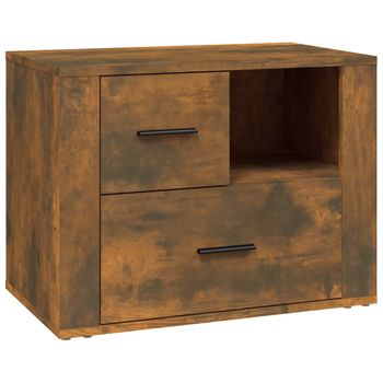 Mesita De Noche Madera Contrachapada Roble Ahumado 60x36x45 Cm Vidaxl