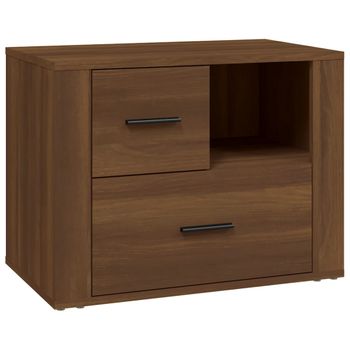 Mesita De Noche Madera Contrachapada Roble Marrón 60x36x45 Cm Vidaxl