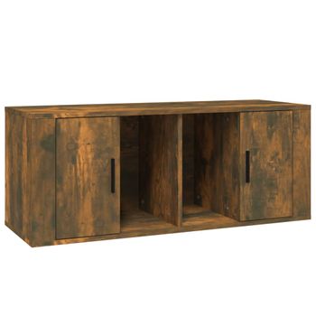 Mueble Para Tv Madera Contrachapada Roble Ahumado 100x35x40 Cm Vidaxl