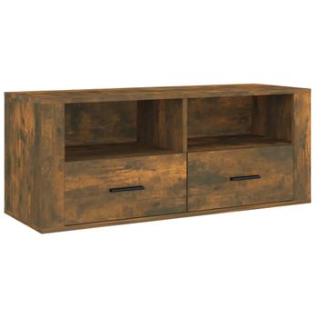 Mueble Para Tv Madera Contrachapada Roble Ahumado 100x35x40 Cm Vidaxl