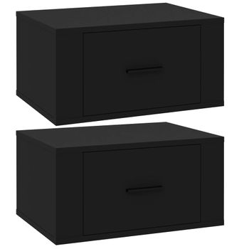 Mesitas De Noche De Pared 2 Uds Negro 50x36x25 Cm Vidaxl