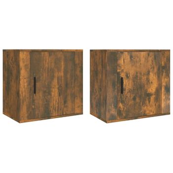 Mesitas De Noche De Pared 2 Uds Color Roble Ahumado 50x30x47 Cm Vidaxl