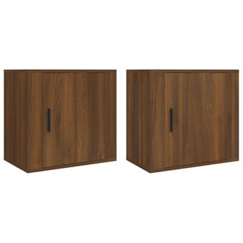 Mesitas De Noche De Pared 2 Uds Roble Marrón 50x30x47 Cm Vidaxl