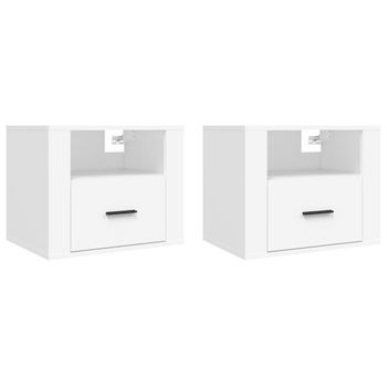 Mesitas De Noche De Pared 2 Uds Blanco 50x36x40 Cm Vidaxl