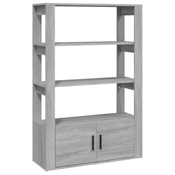 Aparador De Madera Contrachapada Gris Sonoma 80x30x119,5 Cm Vidaxl