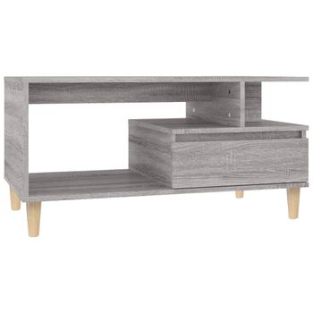 Mesa De Centro Madera Contrachapada Gris Sonoma 90x49x45 Cm Vidaxl