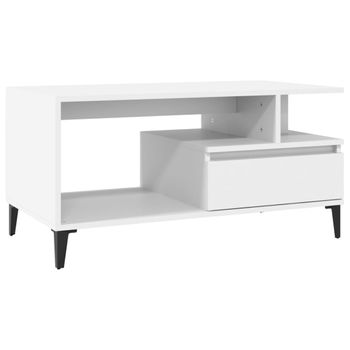 Mesa De Centro Madera Contrachapada Blanca 90x49x45 Cm Vidaxl