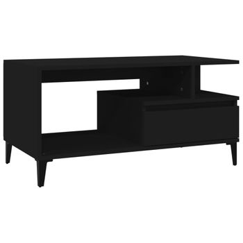 Mesa De Centro Madera Contrachapada Negro 90x49x45 Cm Vidaxl