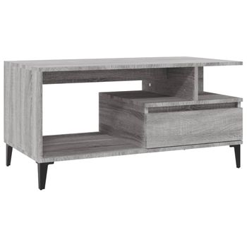 Mesa De Centro Madera Contrachapada Gris Sonoma 90x49x45 Cm Vidaxl