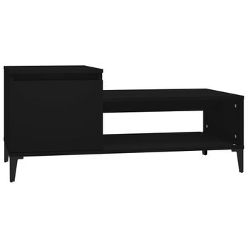 Mesa De Centro Madera Contrachapada Negro 100x50x45 Cm Vidaxl