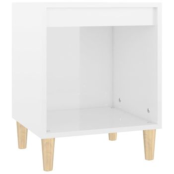 Mesita De Noche Madera Contrachapada Blanco Brillo 40x35x50 Cm Vidaxl