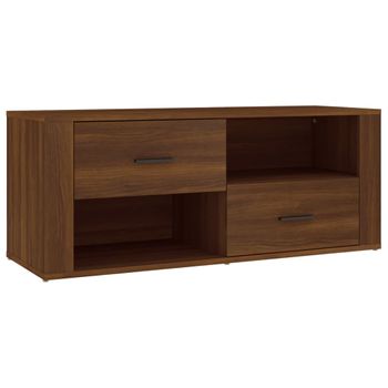 Mueble Tv Madera Contrachapada Color Marrón Roble 100x35x40 Cm Vidaxl