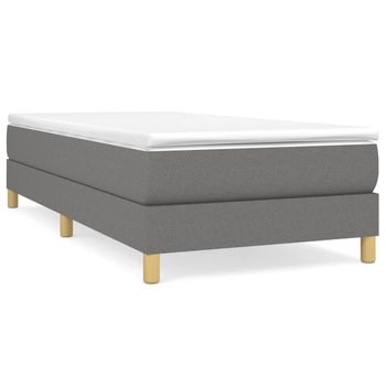 Estructura De Cama De Tela Gris Oscuro 90x190 Cm Vidaxl