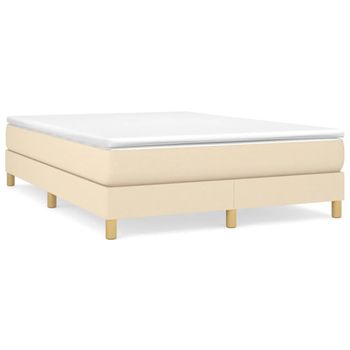 Estructura De Cama De Tela Color Crema 140x190 Cm Vidaxl