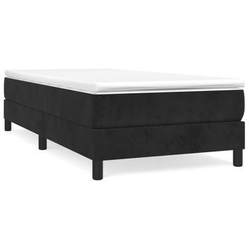 Estructura de cama box spring cuero sintético negro 180x200 cm