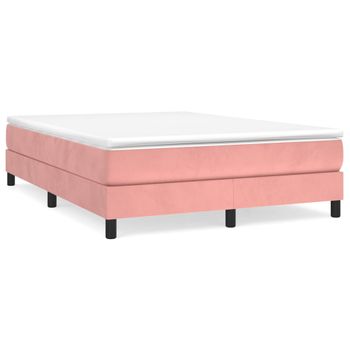 Estructura De Cama De Terciopelo Rosa 140x190 Cm Vidaxl