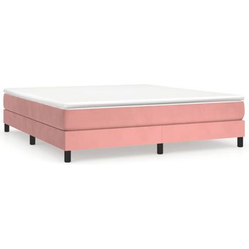 Estructura De Cama De Terciopelo Rosa 160x200 Cm Vidaxl