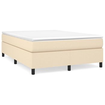 Estructura De Cama De Tela Color Crema 140x190 Cm Vidaxl