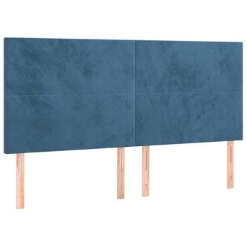 Cabeceros 4 Unidades De Terciopelo Azul Oscuro 100x5x78/88 Cm Vidaxl