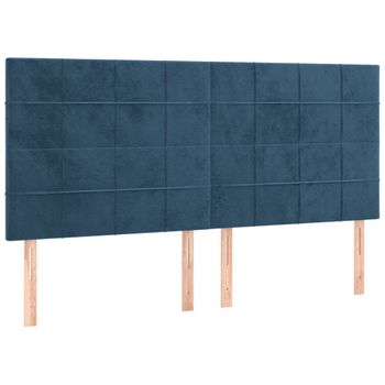 Cabeceros 4 Unidades De Terciopelo Azul Oscuro 90x5x78/88 Cm Vidaxl