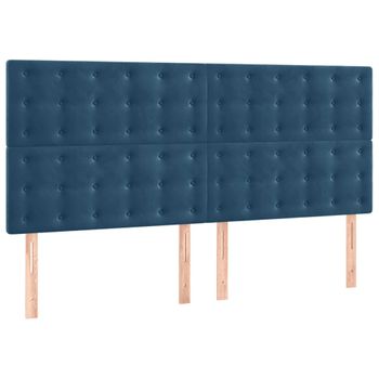 Cabeceros 4 Unidades De Terciopelo Azul Oscuro 100x5x78/88 Cm Vidaxl