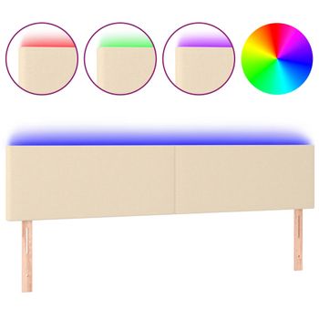 Cabecero Con Led De Tela Color Crema 180x5x78/88 Cm Vidaxl