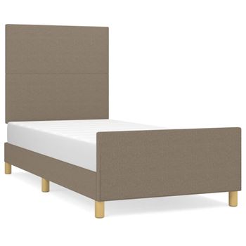 Estructura De Cama Con Cabecero De Tela Gris Taupe 80x200 Cm Vidaxl