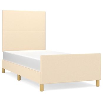 Estructura De Cama Con Cabecero De Tela Color Crema 80x200 Cm Vidaxl