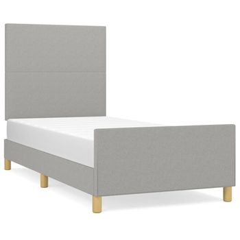 Estructura De Cama Con Cabecero De Tela Gris Claro 90x190 Cm Vidaxl