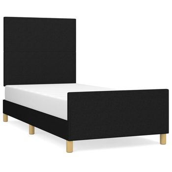 Estructura De Cama Con Cabecero De Tela Negro 90x190 Cm Vidaxl