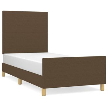 Estructura De Cama Con Cabecero De Tela Marrón Oscuro 90x190 Cm Vidaxl