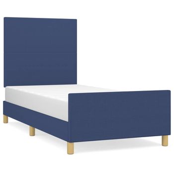 Estructura De Cama Con Cabecero De Tela Azul 90x190 Cm Vidaxl