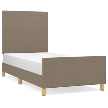 Estructura De Cama Con Cabecero De Tela Gris Taupe 90x200 Cm Vidaxl