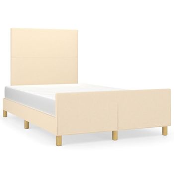 Estructura De Cama Con Cabecero De Tela Color Crema 120x200 Cm Vidaxl