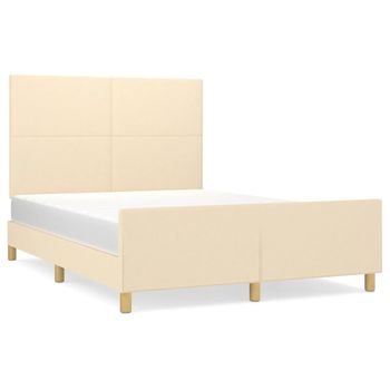 Estructura De Cama Con Cabecero De Tela Color Crema 140x190 Cm Vidaxl