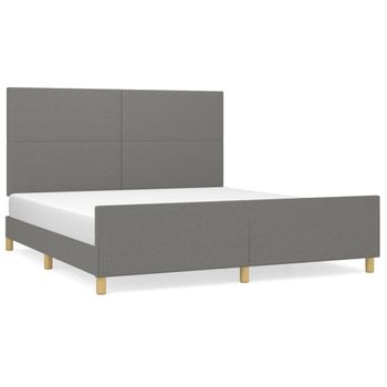 Estructura De Cama Con Cabecero Tela Gris Oscuro 180x200 Cm Vidaxl