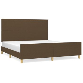 Estructura De Cama Con Cabecero De Tela Marrón 180x200 Cm Vidaxl