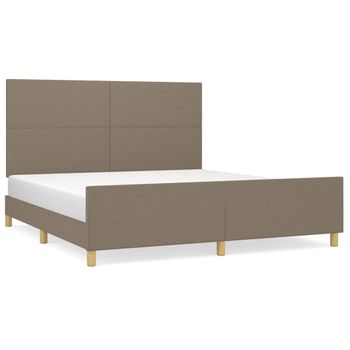 Estructura De Cama Con Cabecero De Tela Gris Taupe 180x200 Cm Vidaxl