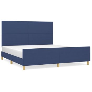 Estructura De Cama Con Cabecero De Tela Azul 180x200 Cm Vidaxl