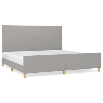 Estructura De Cama Con Cabecero De Tela Gris Claro 200x200 Cm Vidaxl