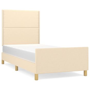 Estructura De Cama Con Cabecero De Tela Color Crema 80x200 Cm Vidaxl