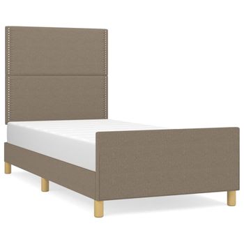 Estructura De Cama Con Cabecero De Tela Gris Taupe 90x190 Cm Vidaxl