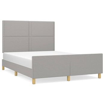 Estructura De Cama Con Cabecero De Tela Gris Claro 140x200 Cm Vidaxl