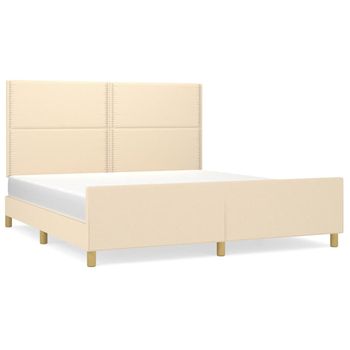 Estructura De Cama Con Cabecero De Tela Color Crema 160x200 Cm Vidaxl