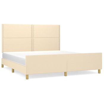 Estructura De Cama Con Cabecero De Tela Color Crema 180x200 Cm Vidaxl