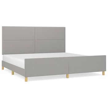 Estructura De Cama Con Cabecero De Tela Gris Claro 200x200 Cm Vidaxl